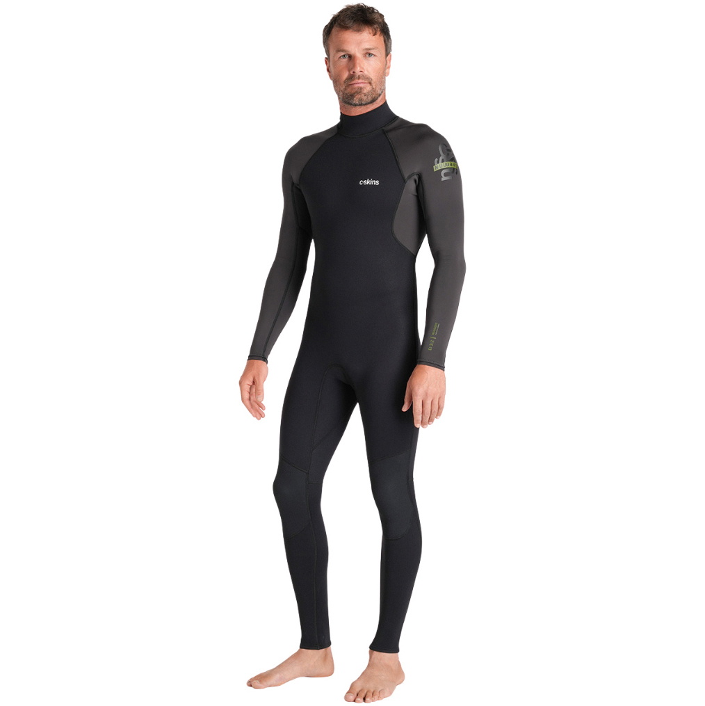 2026 C-Skins Da Uomo Nuwave Element 3/2mm Back Zip Muta C-NEL32STM - Black / Meteor / Olive